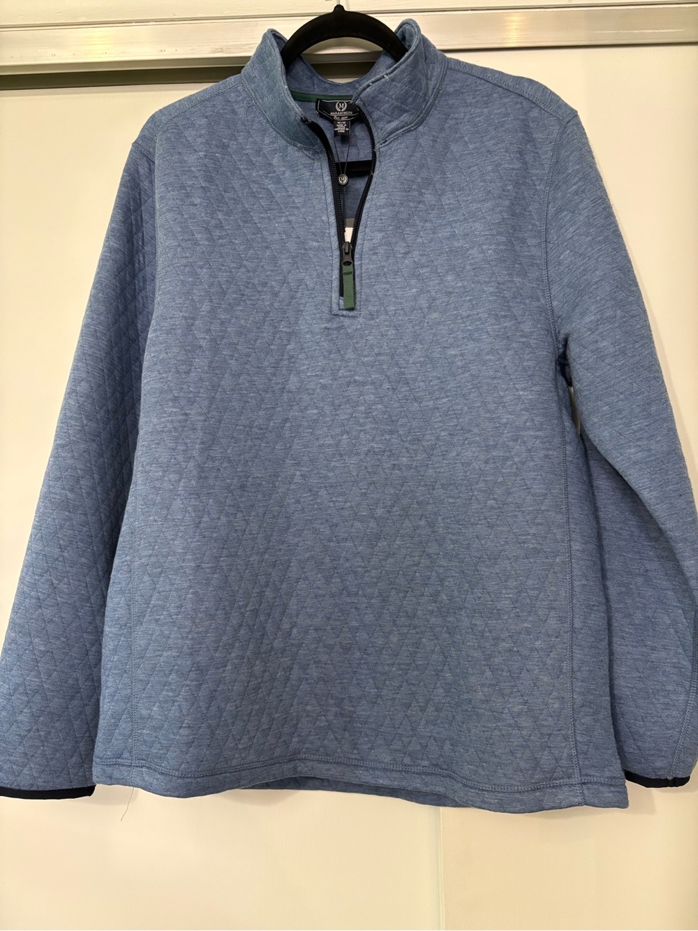 NWT Magaschoni Men’s size Medium Light Blue Quilted Quarter-Zip Pullover